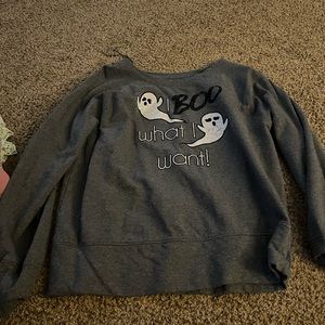 Halloween “I boo what I want” I also have matching beanie if wanted size medium